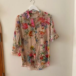 Johnny Was Woven Floral Blouse